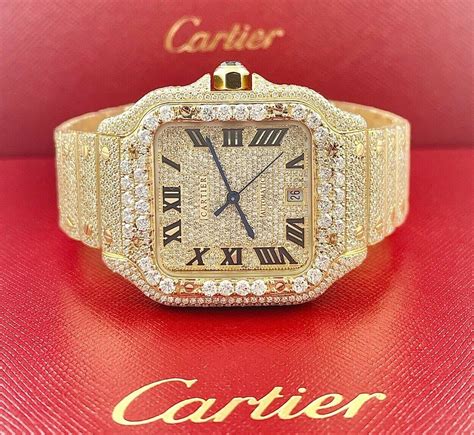 fake iced out mens watches|iced out cartier watch real.